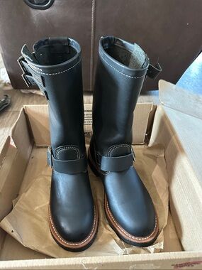 Red Wing Shoes black interior with red embroidered logo label Indian Motorcyle